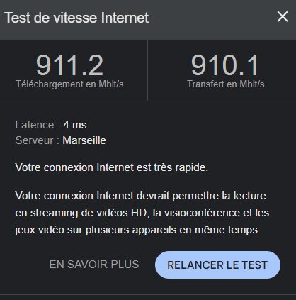 Wired internet speed test result in the bedroom after replacing the antenna with an internet cable, showing 911.2 Mbps download and 910.1 Mbps upload